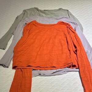 lululemon athletica Orange and Gray Long Sleeve Tees